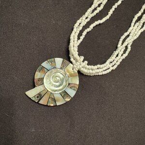 Vintage Shell Choker Multi Strand Necklace Multicolor
